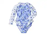 Wave Zone Girls Frilly Paddlesuits with Repreve Recycled Polyester Sizes 1-7 - Blue