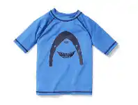 BIG W Wave Zone Kids Short Sleeve Rashies with Repreve Recycled Polyester Sizes 1-7 - Blue offer