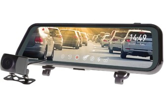 Autobarn Gator 9” clip on rear view mirror with reverse monitor & dash cam offer