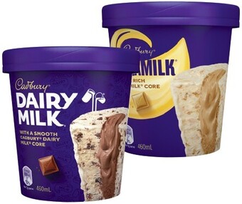 IGA Cadbury ice cream tub 460ml selected varieties offer