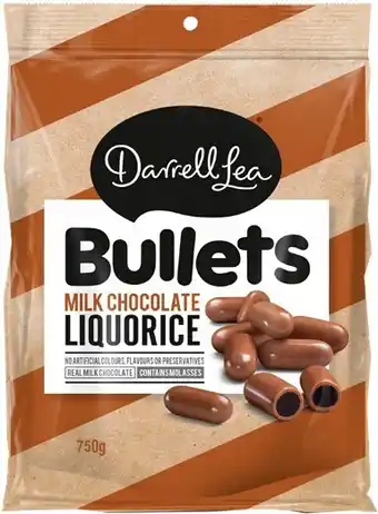 BIG W Darrell Lea Milk Chocolate Liquorice Bullets 750g offer