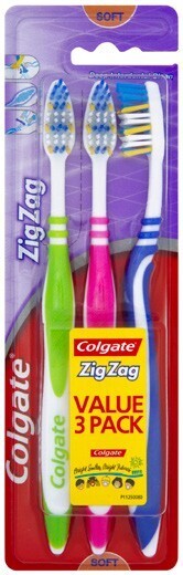 BIG W Colgate Zigzag Toothbrush 3 Pack - Soft offer