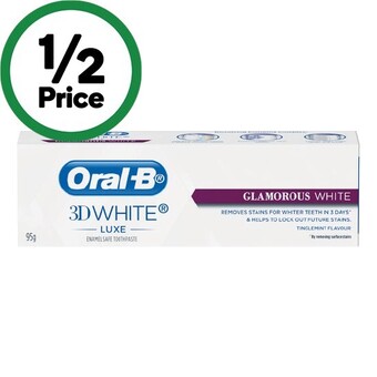 Woolworths Oral-b 3d white luxe toothpaste 95g offer