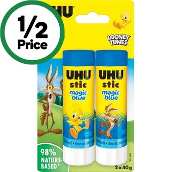 Woolworths Uhu blue stic twinpack 40g offer