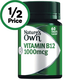 Woolworths Nature’s own vitamin b12 1000mcg tablets pk 60~ offer