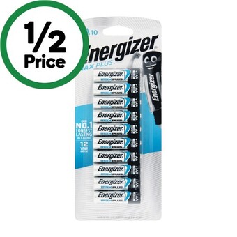 Woolworths Energizer max plus aa or aaa pk 10 offer