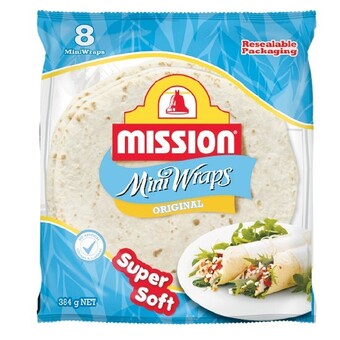Woolworths Mission mini wraps 384g pk 8 offer