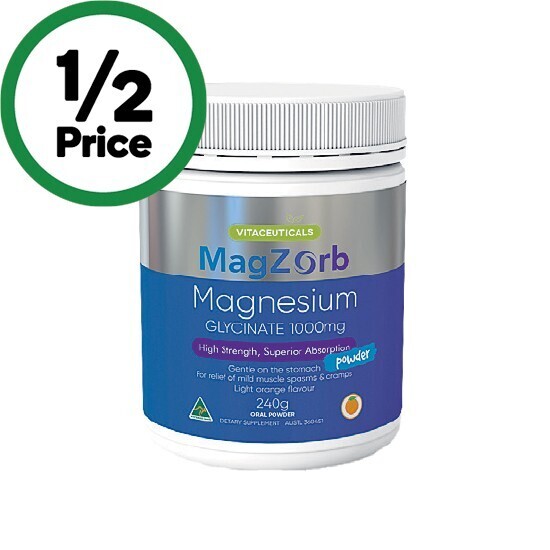 Magzorb magnesium glycinate 1000mg powder 240g* offer at Woolworths