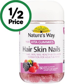 Woolworths Nature's way adult vita gummies hair, skin & nails pk 60* offer