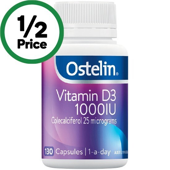 Ostelin vitamin d 1000iu d3 capsules for bone health + immunity pk 130