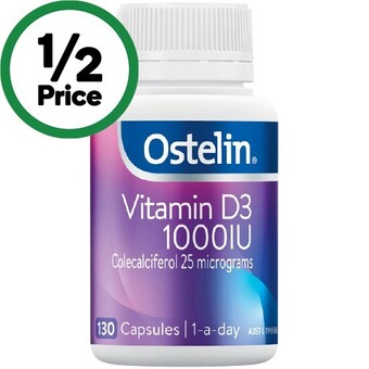 Woolworths Ostelin vitamin d 1000iu d3 capsules for bone health + immunity pk 130* offer