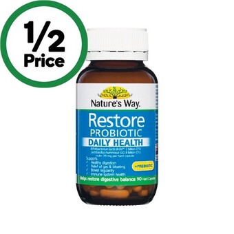 Woolworths Nature's way restore probiotic daily health & prebiotic pk 90* offer