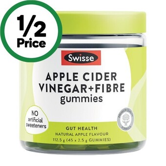 Woolworths Swisse apple cider vinegar + fibre gummies pk 45* offer