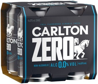 Coles Carlton zero alcohol beer cans 4x375ml offer