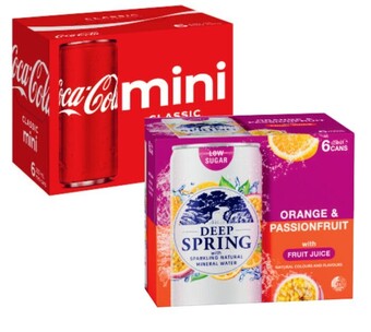 Coles Coca-cola, sprite, fanta or deep spring mini cans 6x250ml offer