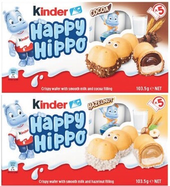 Coles Kinder happy hippo multipack biscuit bars 103.5g offer