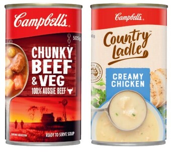 Coles Campbell's country ladle or chunky soup 495g-505g offer