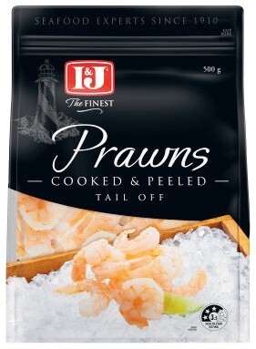 Coles I&j cooked & peeled prawns tail off 500g offer