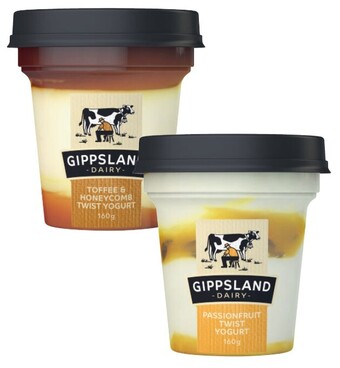 Coles Gippsland dairy twist yogurt 160g offer