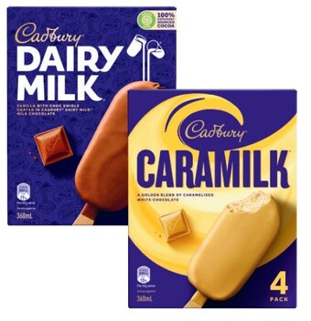 Coles Cadbury sticks 300ml-360ml offer