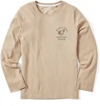 BIG W K-D Boys Organic Cotton Long Sleeve Print Tee - Natural offer