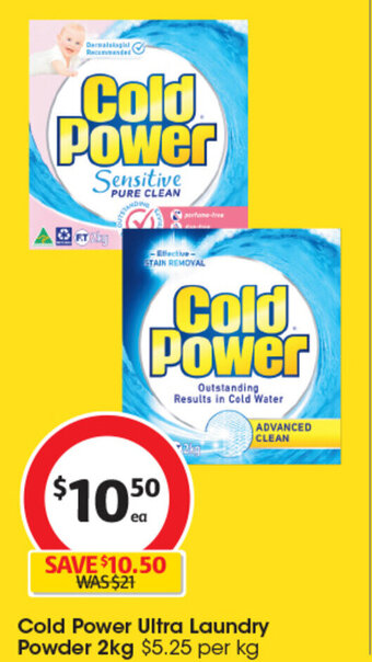 Coles Cold Power Ultra Laundry Powder 2kg offer