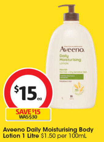 Coles Aveeno Daily Moisturising Body Lotion 1 Litre offer