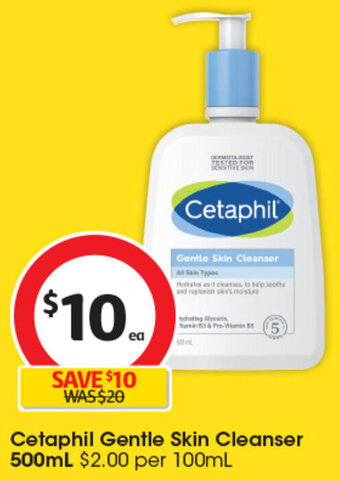 Coles Cetaphil Gentle Skin Cleanser 500mL offer
