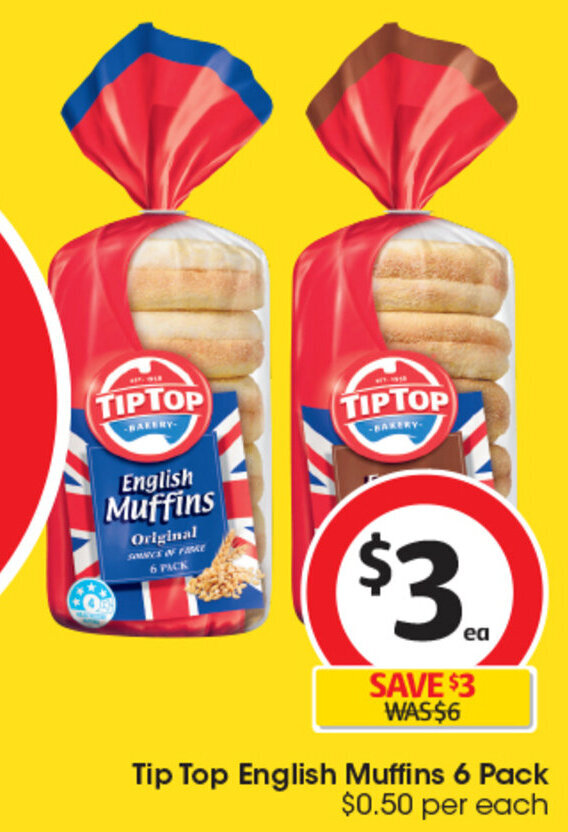 Tip Top English Muffins 6 Pack offer at Coles