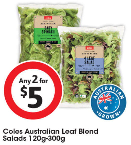 Coles Australian Leaf Blend Salads 120g300g offer at Coles