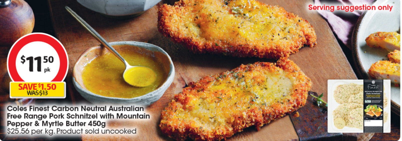 Coles Finest Carbon Neutral Australian Free Range Pork Schnitzel with
