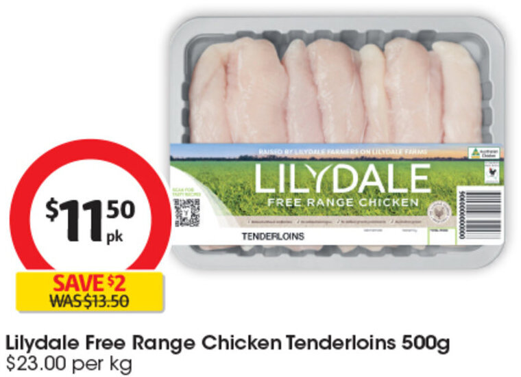 Lilydale Free Range Chicken Tenderloins 500g offer at Coles