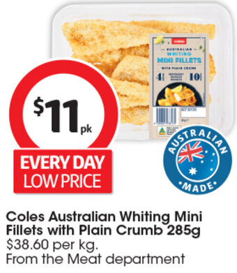 Coles Coles Australian Whiting Mini Fillets with Plain Crumb 285g offer