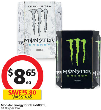 Coles Monster Energy Drink 4x500mL offer