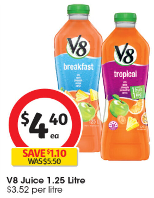 V8 Juice 1.25 Litre offer at Coles