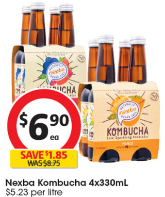 Coles Nexba Kombucha 4x330mL offer