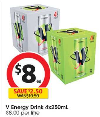 Coles V Energy Drink 4x250mL offer