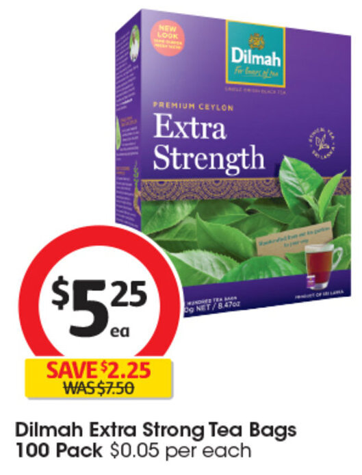 Dilmah Extra Strong Tea Bags 100 Pack offer at Coles
