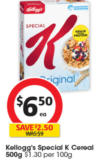 Coles Kellogg's Special K Cereal 500g offer