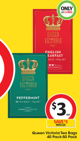 Coles Queen Victoria Tea Bags 40 Pack-50 Pack offer