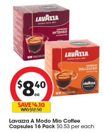 Coles Lavazza A Modo Mio Coffee Capsules 16 Pack offer