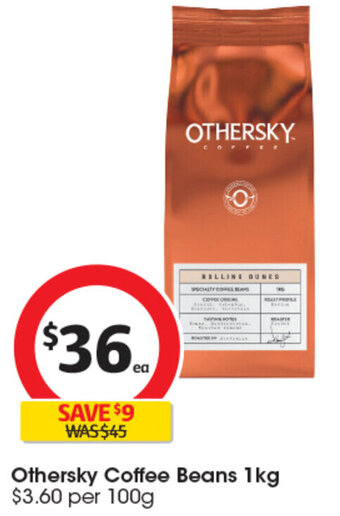 Coles Othersky Coffee Beans 1kg offer