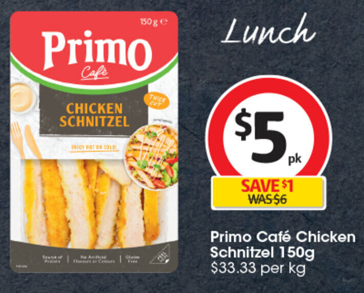Primo Café Chicken Schnitzel Primo Café Chicken Schnitzel 150g 33.33