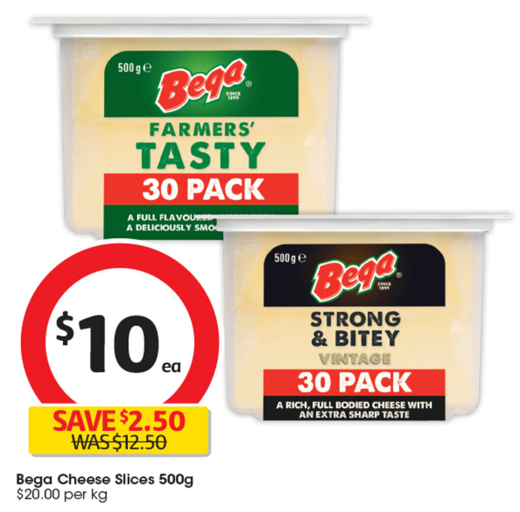 Bega Cheese Slices 500g offer at Coles