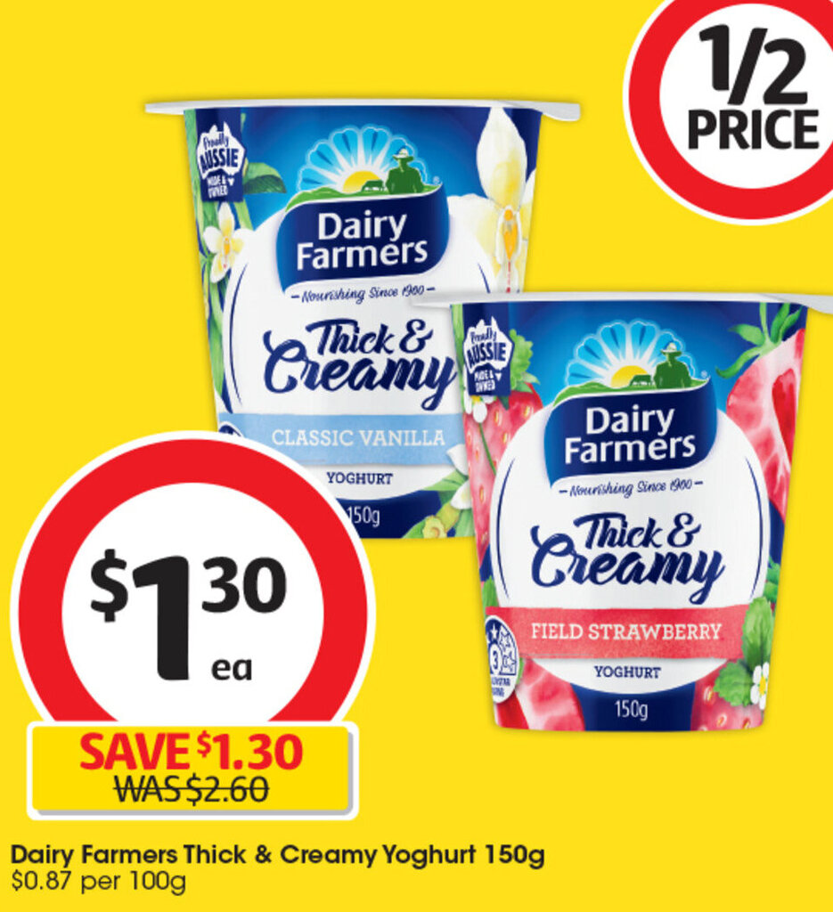 Dairy Farmers Thick & Creamy Yoghurt 150g offer at Coles