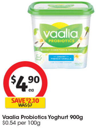 Coles Vaalia Probiotics Yoghurt 900g offer