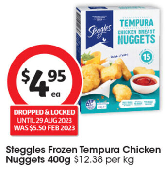 Coles Steggles Frozen Tempura Chicken Nuggets 400g offer