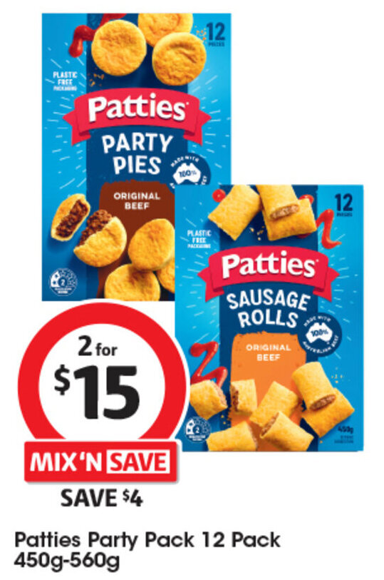 Patties Party Pack 12 Pack 450g560g offer at Coles