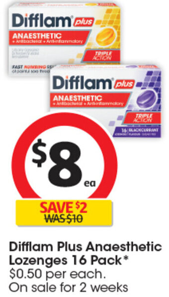 Coles Difflam Plus Anaesthetic Lozenges 16 Pack* offer