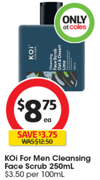 Coles KOI For Men Cleansing Face Scrub 250mL offer